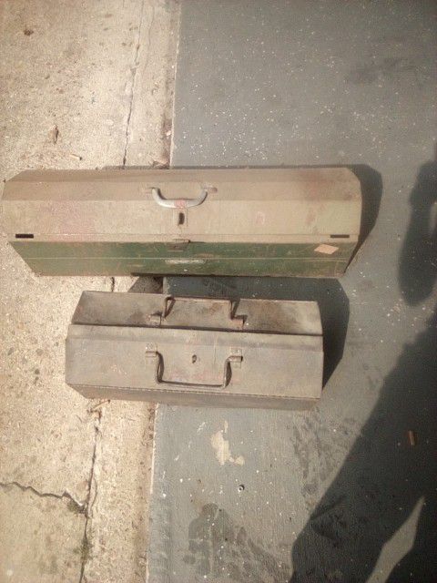 2 Vintage Tool Boxes Green