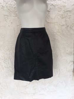 Vintage Black Leather Skirt Size 7/8