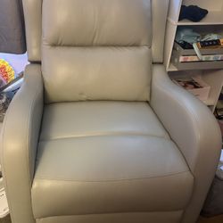 Like new gray leather recliner