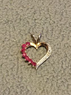 Sterling silver heart pendent with rubies
