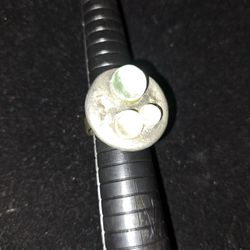 Unusual Denmark Silver Clear Round Stones Adjustable Ring