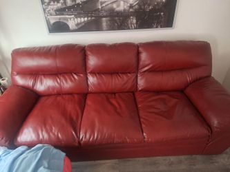 Red leather couch