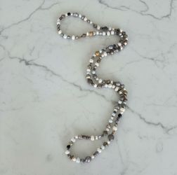 Rare one of a kind ancient pearl , sterling silver, and ancient wooden beaded necklace