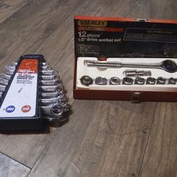 Stanley 12pc. 1/2" drive socket set &
Hyper Tough 16pc. Combination Wrench Set