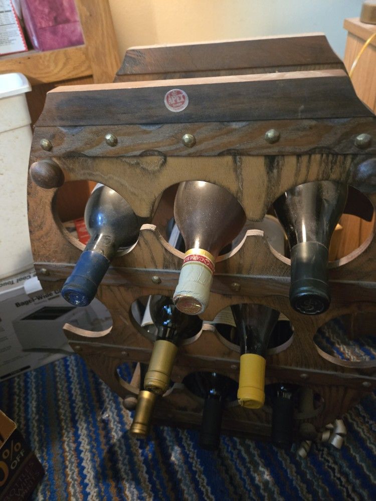 8 Bottle Wine Rack With 8 Bottles Of Unopened Wine