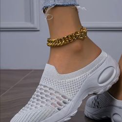 NEW Women'S High-Elasticity Fishnet Mesh Sneakers - Breathable, Non-Slip Soft Sole, size 11.5 