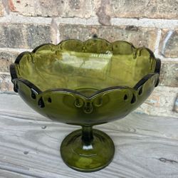 Green Glass Fruit Bowl