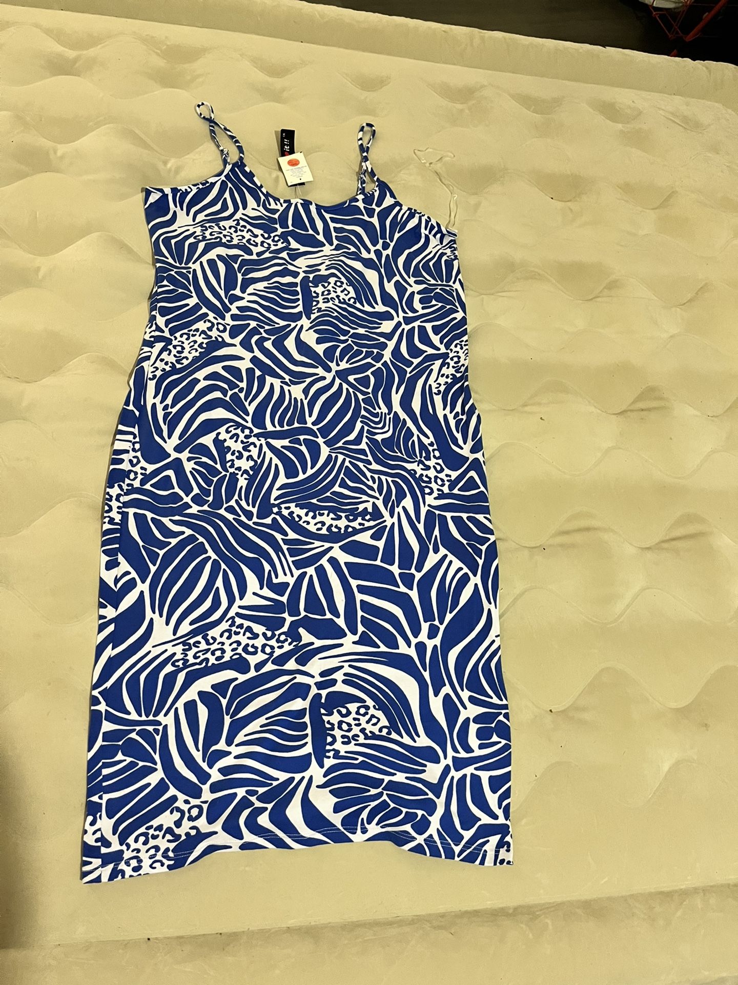 Blue White Sun Dress 1X