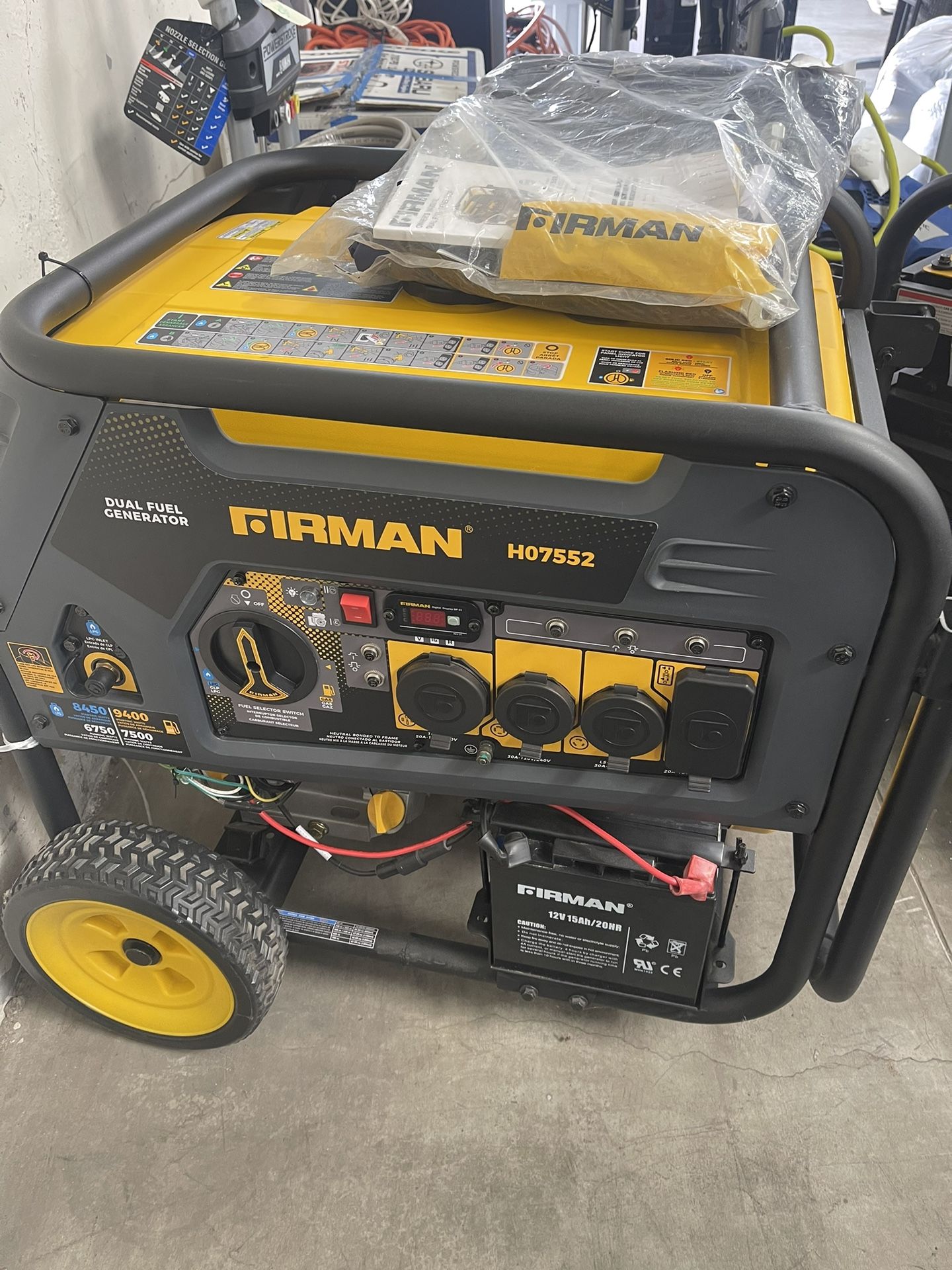 Firman H07552 50A 120/240V 7500W OH Electric Generator Black/Yellow New