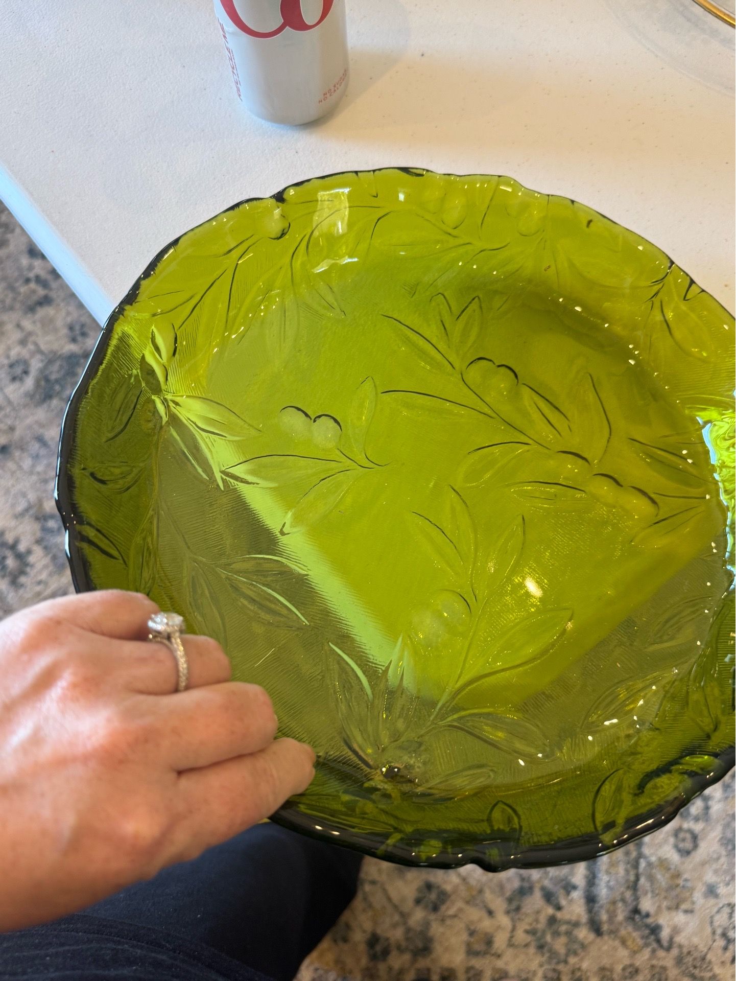 Green glass dish
