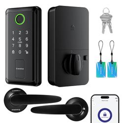 Keypad Door Lock with Handle,Keyless Entry Door Lock, Electronic Digital Keypad Deadbolt with App, Keyless Entry Fingerprint Lock Auto Lock & One Touc