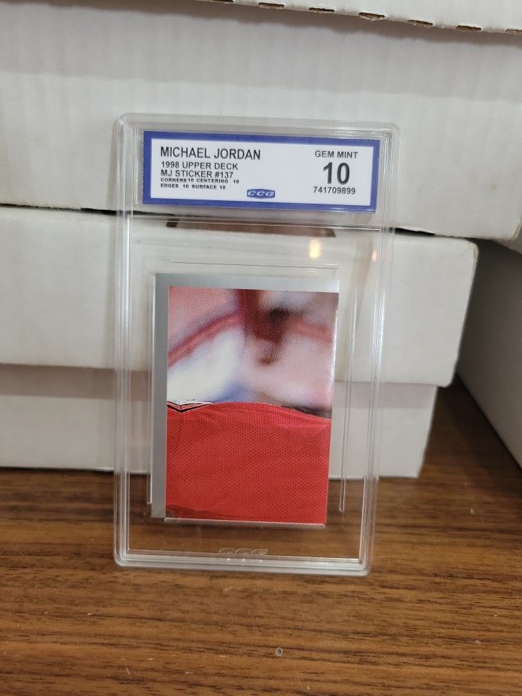 Micheal Jordan Sticker CCG graded 10. Cool Card Hard To Find