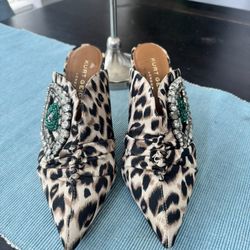 Kurt Geiger London Bella Leopard Print Pointed Toe Mules 36