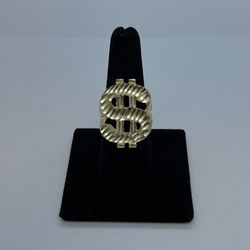 Gold Ring Dollar Sign 10K New 