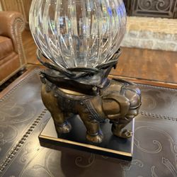 Iron Elephant With Glass Rose Bowl