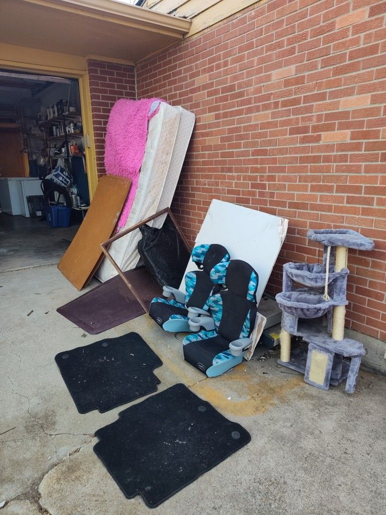 FREE child's car seats, Cat Tree, Pink Fury Rug, Etc 
