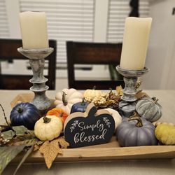 Fall Holiday Tray Candlesticks Decore