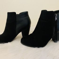 Women's Ages Tassel Zip Chunky Heel Bootie- Black