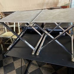 METAL  AND SUEDE FOOT STOOLS