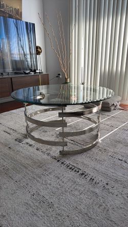 Gently Used Silver Round Coffee Table