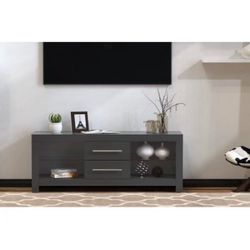 51” LED TV Stand Gray Media Console Cabinet Shelves with 2 Drawers