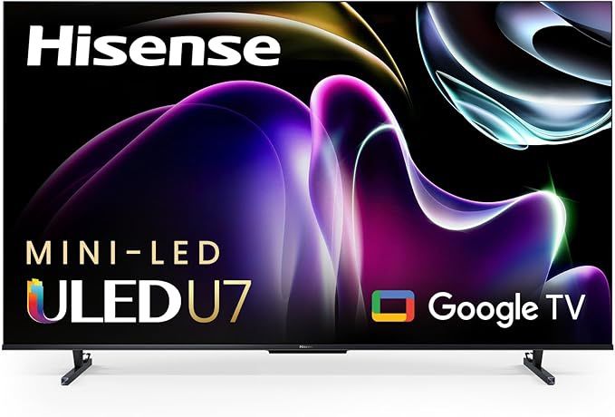 Hisense 65-Inch Class U7 Series Mini-LED ULED 4K UHD Google Smart TV (65U7K) - QLED, Native 144Hz, 1000-Nit, Dolby Vision IQ, Full Array Local Dimming