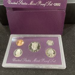 1992 S Gem Proof US Mint Set With 5 Coins In Original Government Package 