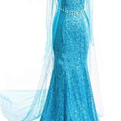 Frozen Elsa  Women Princess Dress Costume Adult Fancy Party Role Play Outfits Halloween Cosplay