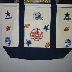 Trader Joe's Large Navy Blue Canvas Tote Bag 