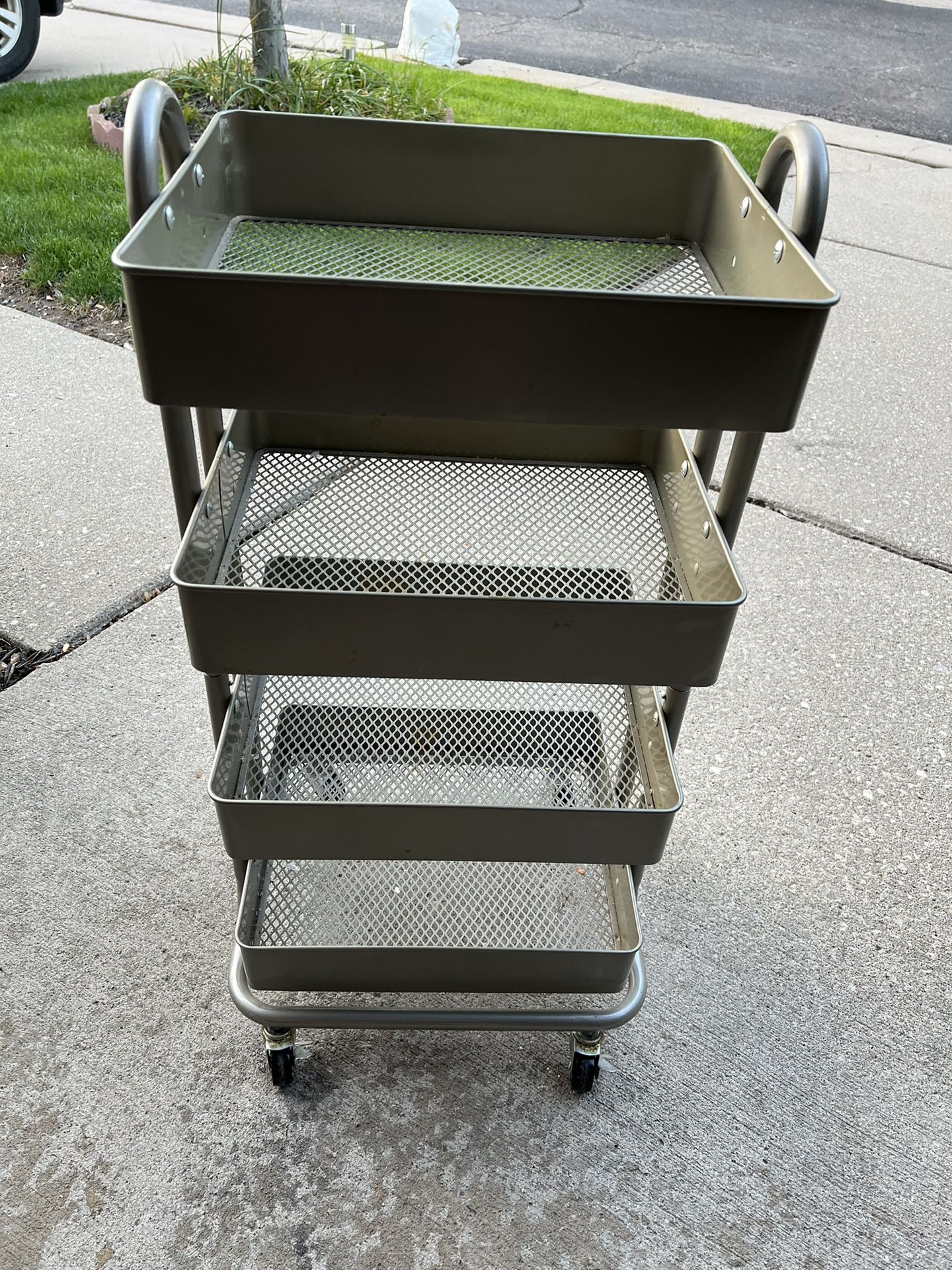 Four Tier Shelf Rolling Bar Cart