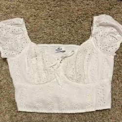  Hollister Eyelet Crop Top