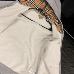 Grey Burberry checkered zip up