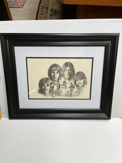 Framed Bamse 1976 Beatles Drawing Print