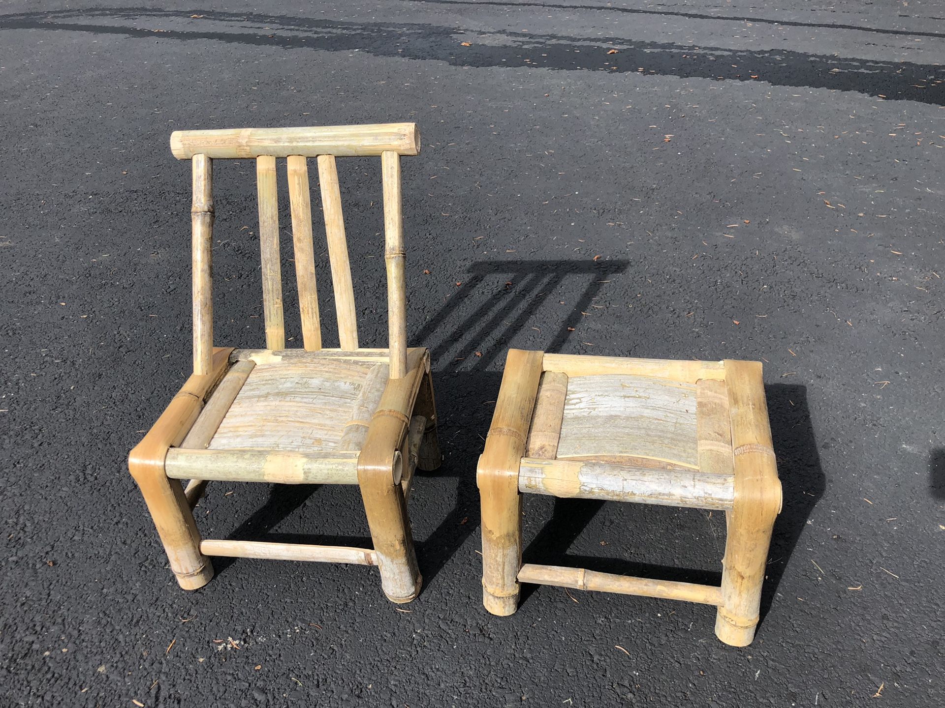 Small Chinese Bamboo Stools and Chairs