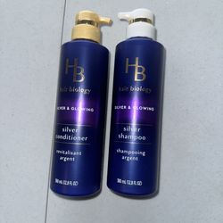 (2) BN HB HAIR BIOLOGY SILVER & GLOWING CONDITIONER/SHAMPOO EACH 12.8FL Oz