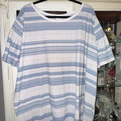 LuLaRoe Blue & White Striped Stephanie Top - Woman’s Size 3XL