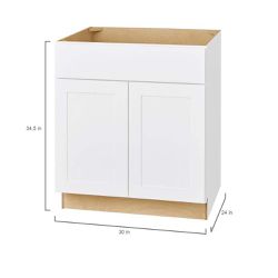 Plywood Shaker Sink Base Kitchen Cabinet in Alpine White