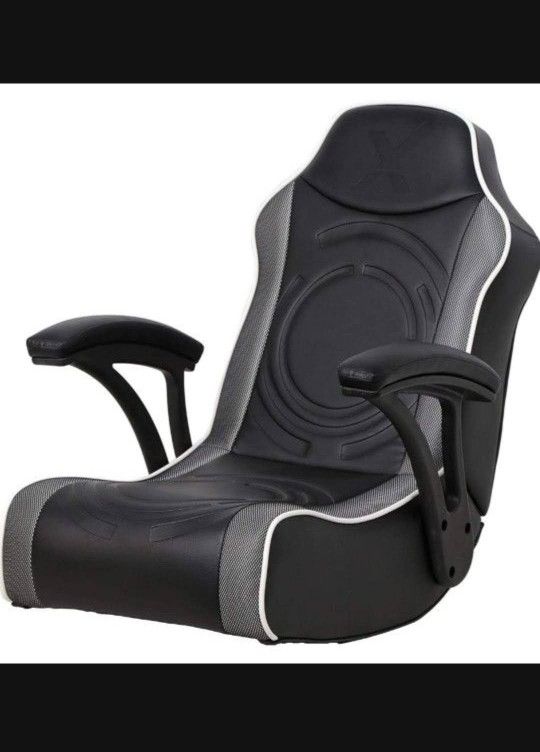 Rocker Video Gaming Floor Rocker Chair with Built-in Audio, Foldable, Vegan Leather, for Gamers, Bedroom, or Game Room