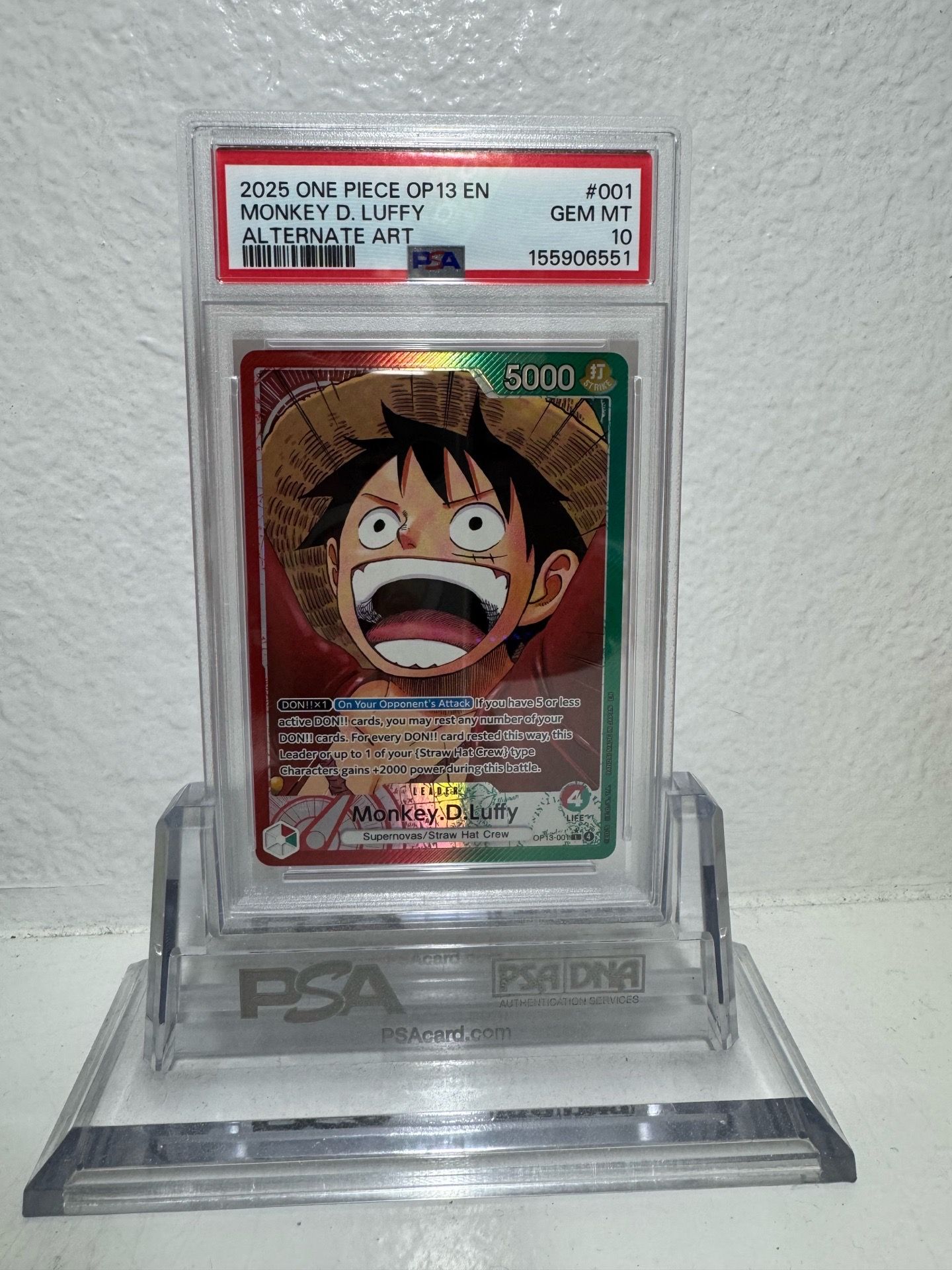 2025 ONE PIECE OP13-CARRYING ON HIS WILL #001 MONKEY D. LUFFY ALTERNATE ART