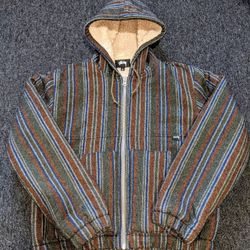Vintage Stussy wool work jacket striped insulated sherpa