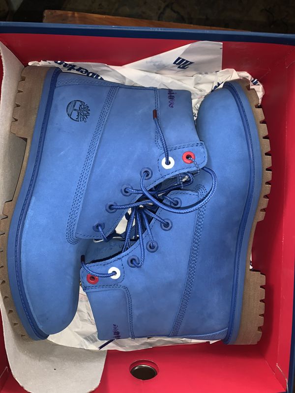 red and blue timbs