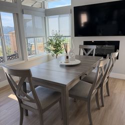 Parallel Dining Table with 4 Chairs and 2-Seater Bench