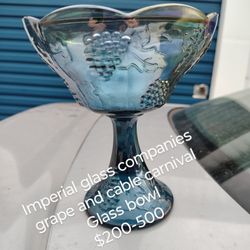 Imperial Glass Companies Grape And Cable Carnival Glass Bowl