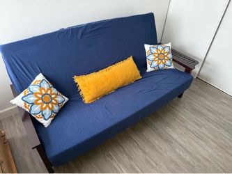 Queen-Size Solid Wood Futon Frame w/ Collapsable Side Tables