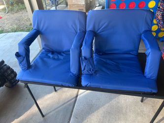 6 Reclining Foldable Stadium Chair Seat for Bleachers Blue Set of 2