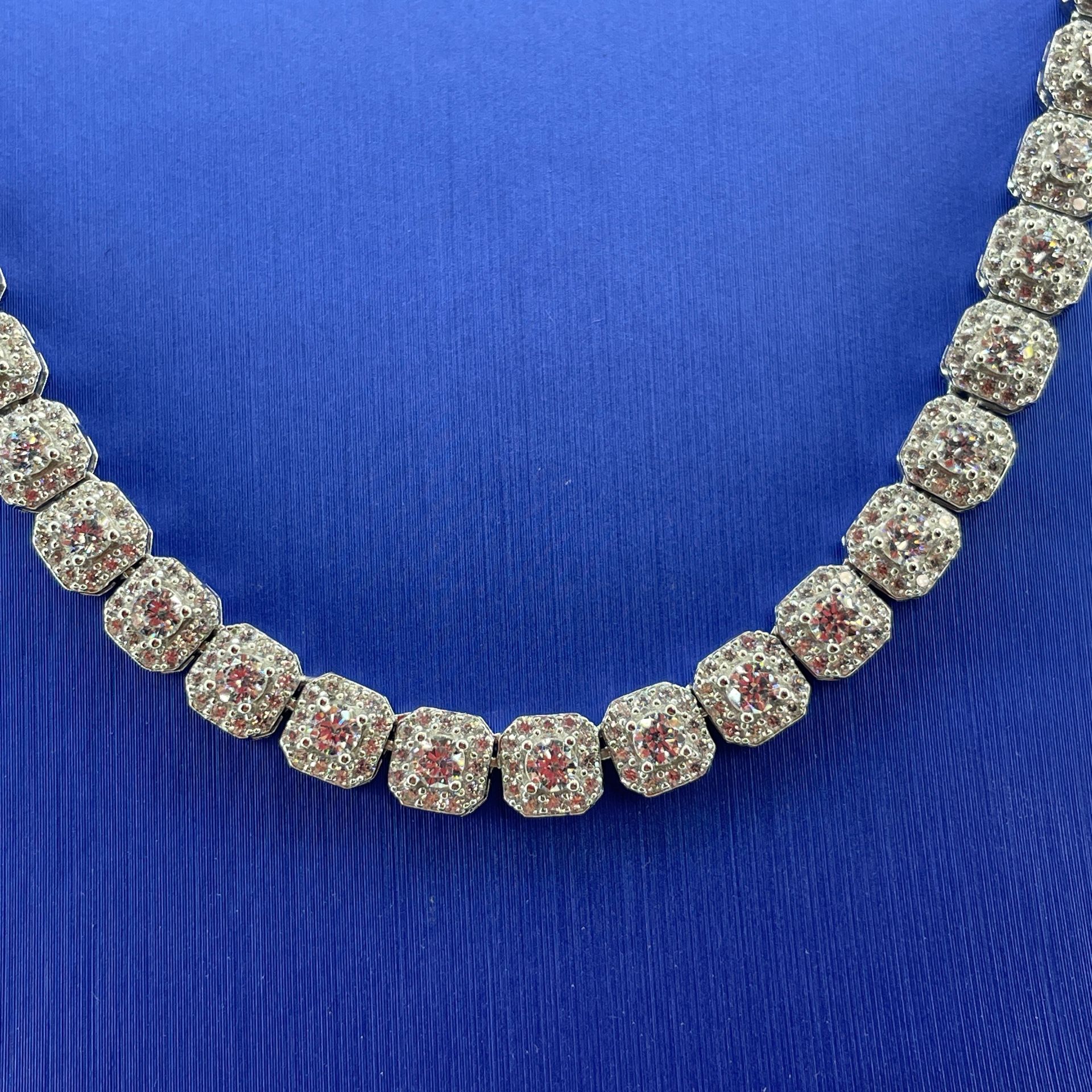 925 Sterling Silver CZ 22” Cluster Necklace 40.38g 6mm 205350/3
