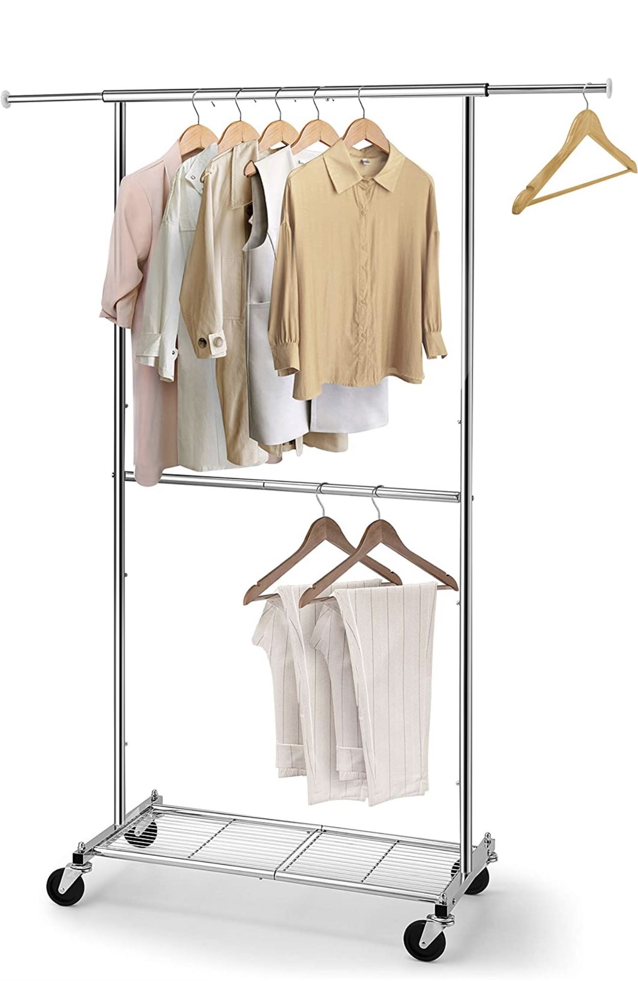 Portable Garment Rack Closet in White Metal