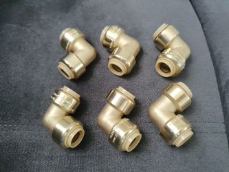6 Pcs - 1/2" 90 Degree Elbow,  Push To Connect Plumbing Fittings with 1/2" Disconnect Clip, Brass Push Fit Elbow for Copper