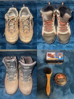 Hiking Boot Bundle - 3 Pairs W7.5/M7/W8.5 + Shoe Care Kit