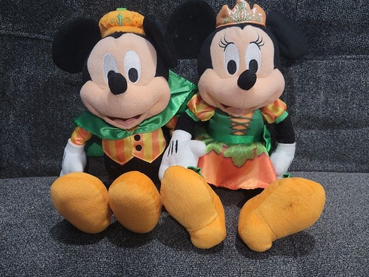 Hallmark Halloween Pumpkin Prince Mickey & Princess Minnie Mouse Plush Disney